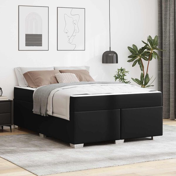 vidaXL Estructura de cama con colch&oacute;n Negro 160 x 200 cm tela