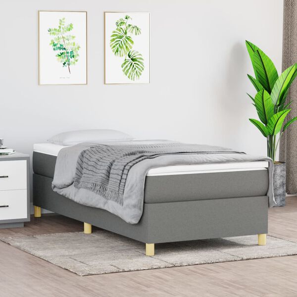 vidaXL Estructura de cama con somier tela gris oscuro 90x200 cm