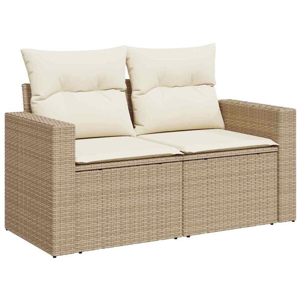 vidaXL Conjunto de sof&aacute; de jard&iacute;n 8 pcs Beige rat&aacute;n sint&eacute;tico