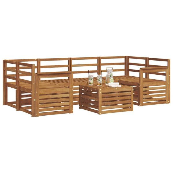 vidaXL Juegos de sof&aacute;s 7 pcs Natural Madera de Acacia S&oacute;lida