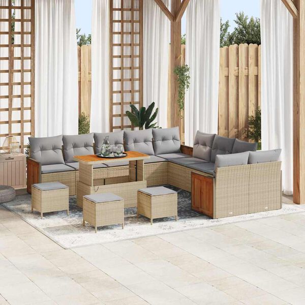 vidaXL Conjunto de sof&aacute;s de jard&iacute;n con coj&iacute;n 18 pcs Beige y Gris Claro