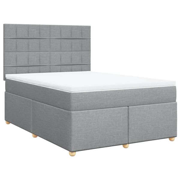 vidaXL Cama box spring con colch&oacute;n tela gris claro 160x200 cm