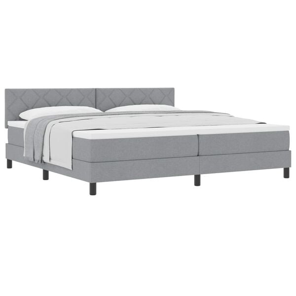vidaXL Cama tipo Box Spring con coj&iacute;n Gris Claro 200 x 200 cm tela