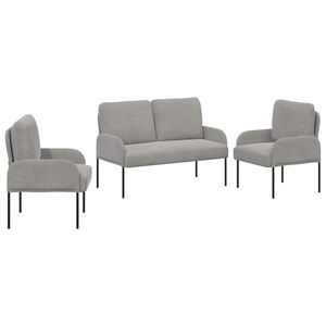 vidaXL Juegos de sof&aacute;s 3 uds. Gris Claro Madera contrachapada