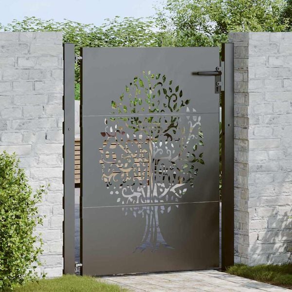 vidaXL Puerta de jardín con cerradura Negro 100 x 150 cm