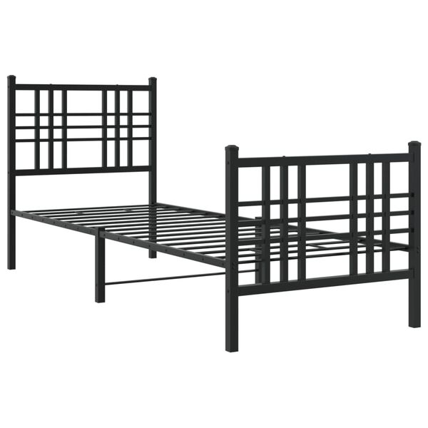 vidaXL Estructura cama sin colch&oacute;n con estribo metal negro 80x200 cm