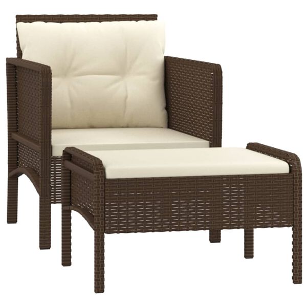 vidaXL Set muebles de jardín 2 piezas y cojines ratán sintético marrón