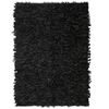vidaXL Alfombra shaggy peluda de cuero auténtico 120x170 cm negra