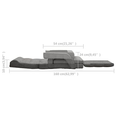vidaXL Silla de suelo plegable con función de cama de tela gris claro