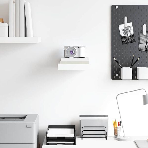 vidaXL Estante flotante de pared blanco brillante MDF 23x23,5x3,8 cm