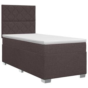 vidaXL Cama box spring con colch&oacute;n Marr&oacute;n Oscuro 80 x 200 cm Tela