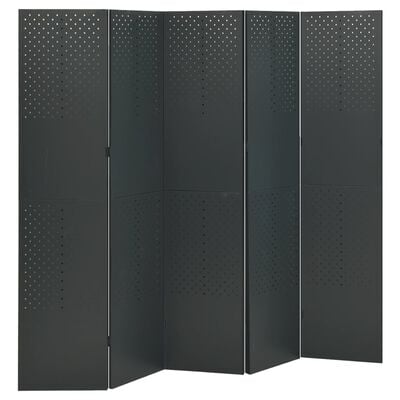 vidaXL Biombo divisor de 5 paneles acero antracita 200x180 cm