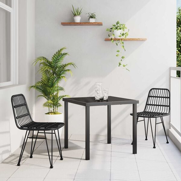 vidaXL Conjunto de Comedor de Jard&iacute;n 3 pcs Negro