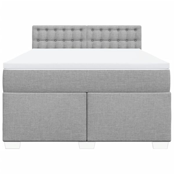 vidaXL Cama box spring con colch&oacute;n tela gris claro 140x190 cm