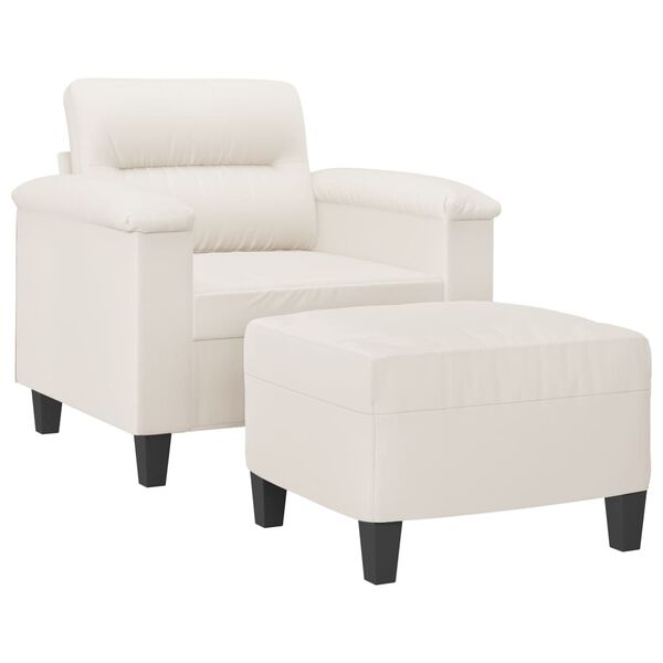 vidaXL Sill&oacute;n con taburete tela de microfibra beige 60 cm