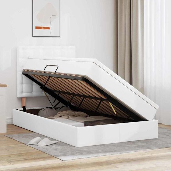 vidaXL Cama con almacenamiento y LED 120 x 190 cm Cuero sint&eacute;tico