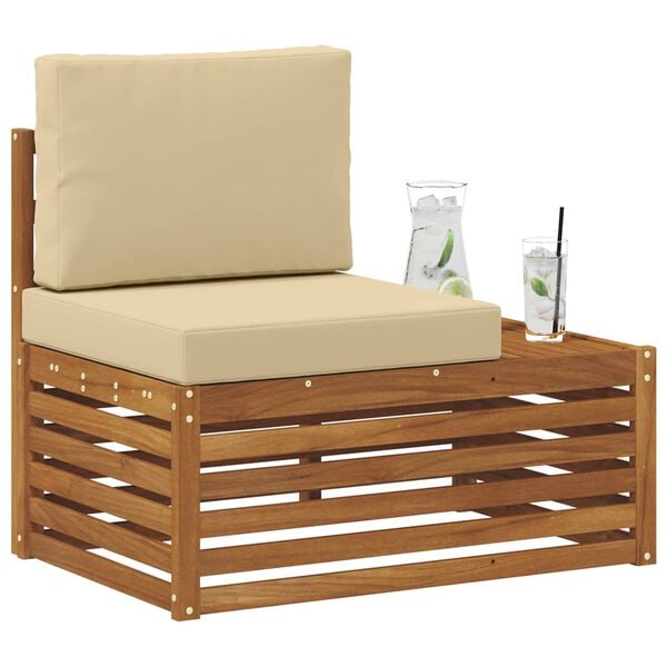 vidaXL Sof&aacute; modular de exterior con coj&iacute;n Natural 91 x 63 x 73 cm