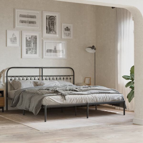 vidaXL Estructura cama sin colch&oacute;n con cabecero metal negro 183x213 cm