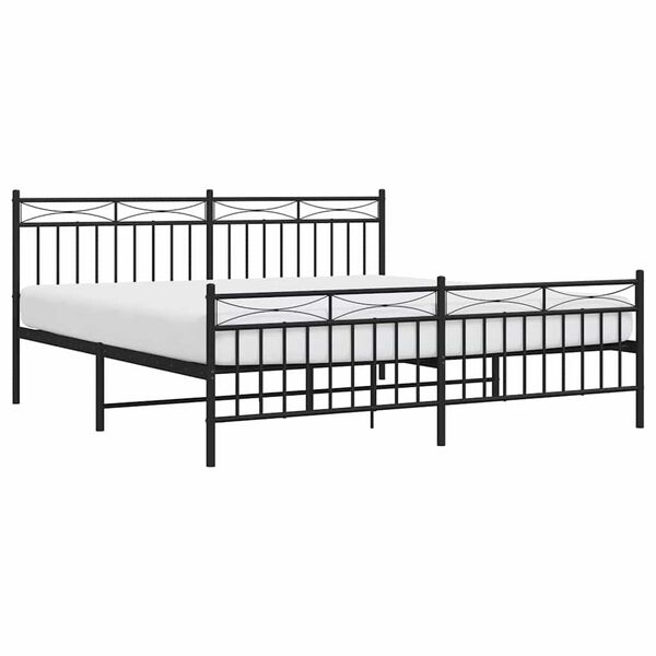 vidaXL Estructura cama sin colch&oacute;n con estribo metal negro 183x213 cm