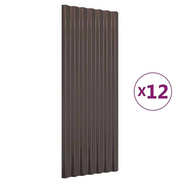 vidaXL Paneles de tejado 12 unidades acero galvanizado marrón 100x36 cm