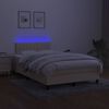 vidaXL Cama box spring con colch&oacute;n y LED tela crema 120x200 cm