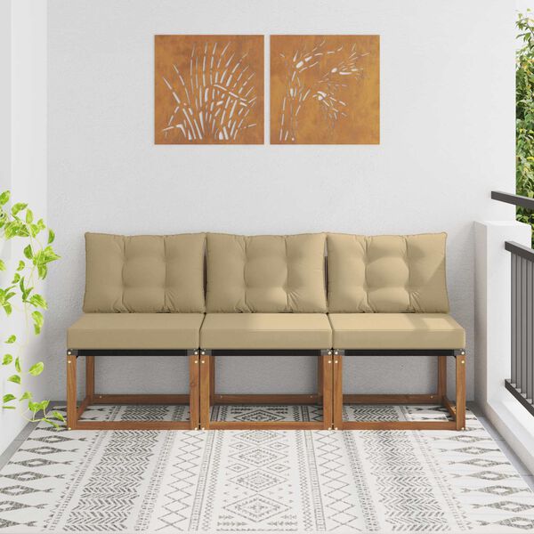 vidaXL 3 Pieza Sof&aacute; central de exterior