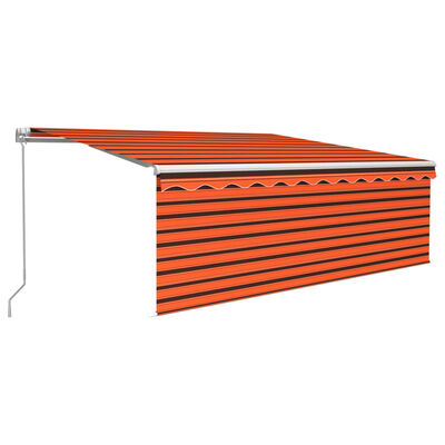 vidaXL Toldo retráctil manual con persiana y LED naranja y marrón 4x3m