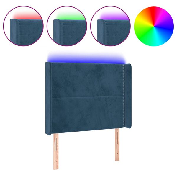 vidaXL Cabecero con LED de terciopelo azul oscuro 93x16x118/128 cm