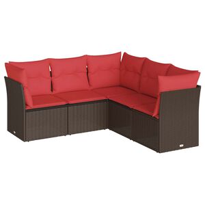 vidaXL Set comedor de jard&iacute;n 5 piezas y cojines rat&aacute;n sint&eacute;tico marr&oacute;n