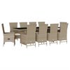 vidaXL Set comedor de jard&iacute;n 11 pzas con cojines rat&aacute;n sint&eacute;tico beige