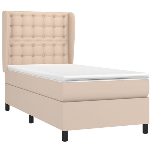 vidaXL Cama box spring con colch&oacute;n cuero sint&eacute;tico capuchino 90x200 cm