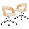 vidaXL Sillas de comedor giratorias 2 uds madera curvada cuero crema
