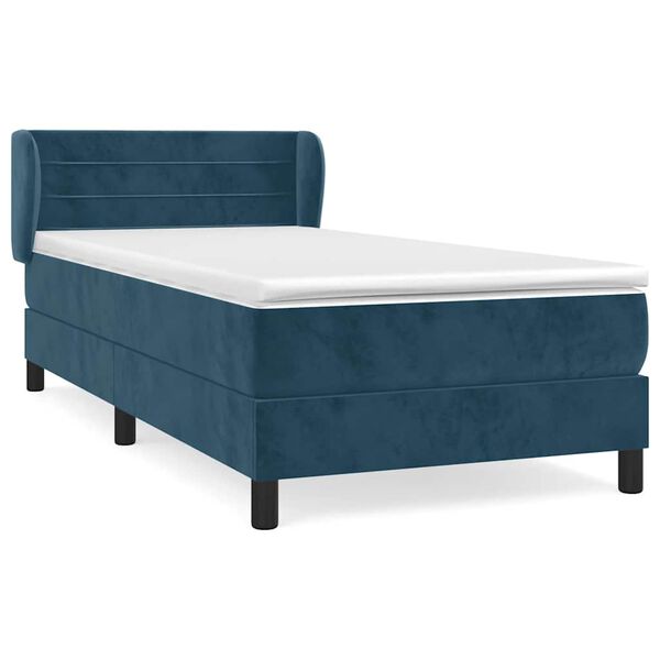 vidaXL Cama box spring con colch&oacute;n terciopelo azul oscuro 80x200 cm