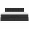 vidaXL Cama otomana colchón y LED cuero sintético negro 160x200 cm