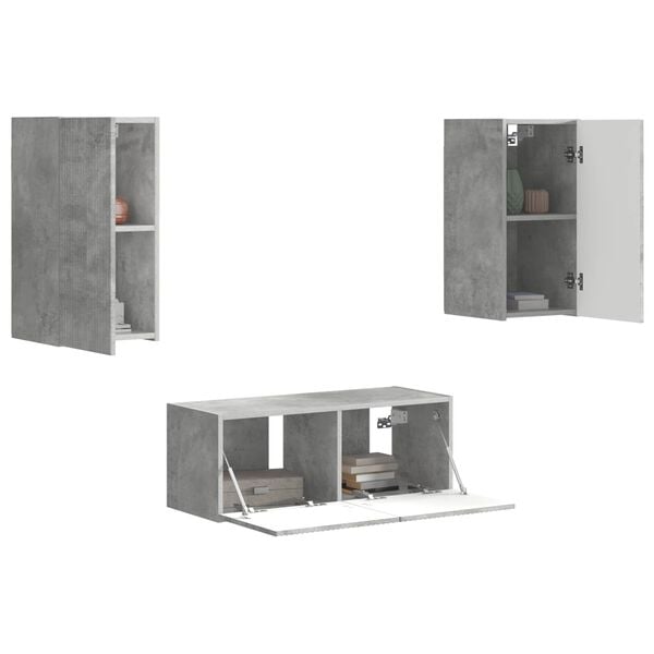 vidaXL Conjunto de mueble de TV 6 pcs Gris Concreto