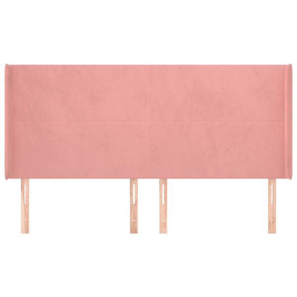 vidaXL Cabecero con orejas de terciopelo rosa 203x16x118/128 cm