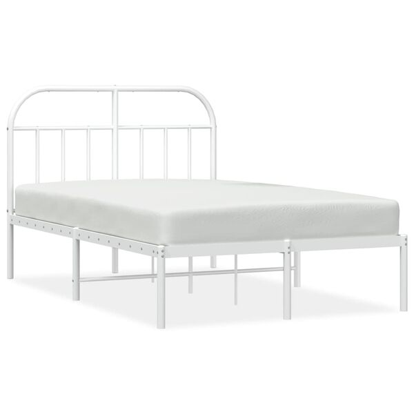 vidaXL Estructura cama sin colch&oacute;n con cabecero metal blanco 120x190cm