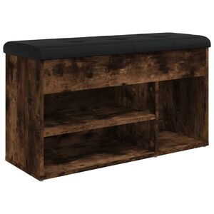vidaXL Banco zapatero madera de ingenier&iacute;a roble ahumado 82x32x45,5 cm
