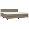 vidaXL Cama box spring colch&oacute;n y luces LED tela gris taupe 200x200 cm