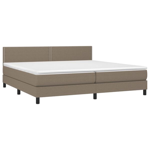 vidaXL Cama box spring colch&oacute;n y luces LED tela gris taupe 200x200 cm