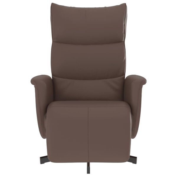 vidaXL Sill&oacute;n reclinable con reposapi&eacute;s cuero sint&eacute;tico marr&oacute;n