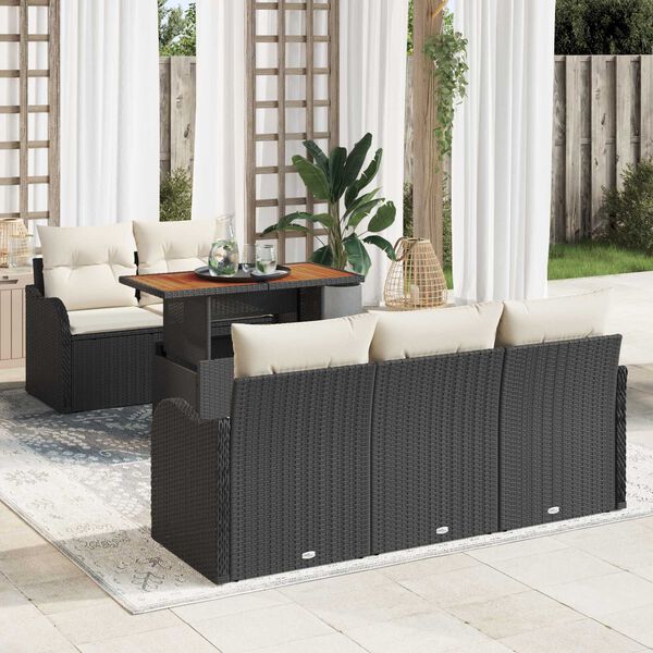 vidaXL Conjunto de sofá de jardín 6 pcs Negro Poliratán