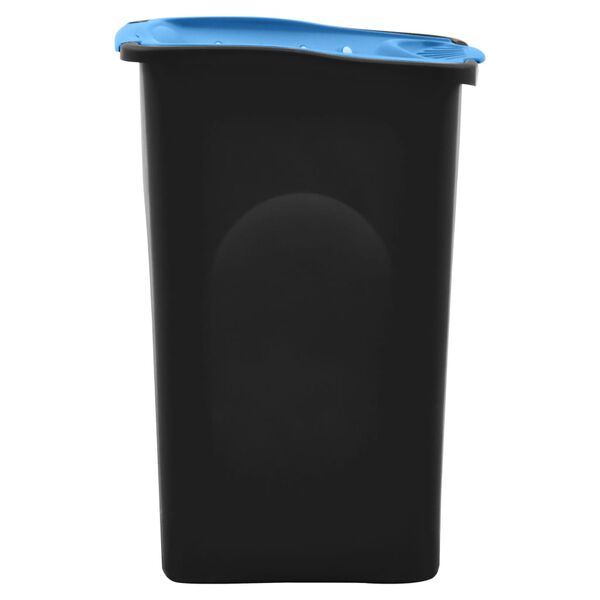 vidaXL Cubo de basura con tapa de bisagra negro y azul 50 L