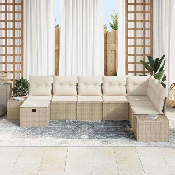 vidaXL Conjunto de sofá de jardín 8 pcs Beige ratán sintético