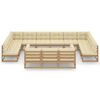 vidaXL Set de muebles de jard&iacute;n 13 pzs cojines madera pino marr&oacute;n miel