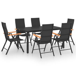 vidaXL Juego de comedor para jard&iacute;n 7 piezas negro y marr&oacute;n