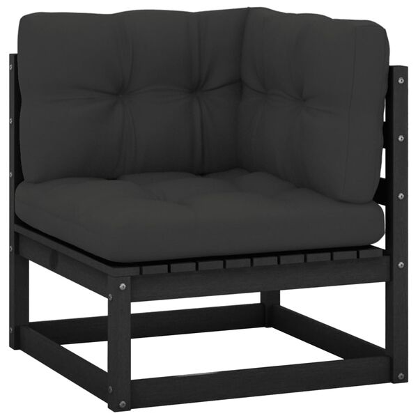 vidaXL Sof&aacute; de esquina de jard&iacute;n cojines gris antracita madera pino