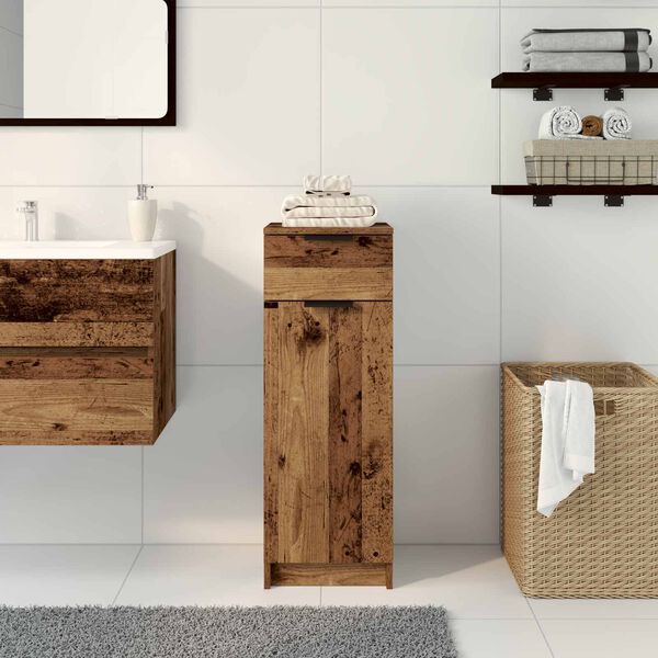 vidaXL Gabinete de Ba&ntilde;o con caj&oacute;n Madera vieja 32 x 34 x 90 cm