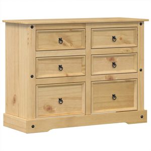 vidaXL C&oacute;moda cajonera Corona madera maciza de pino 112x48x91 cm