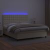 vidaXL Cama box spring colch&oacute;n y LED cuero sint&eacute;tico crema 180x200 cm